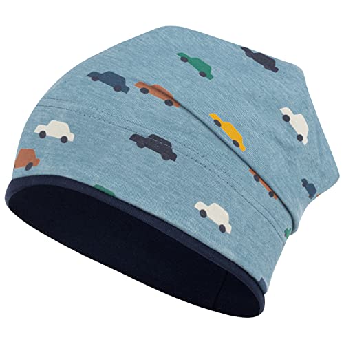 Smarilla Jungen Mütze Übergangsmütze Beanie Fahrzeuge Frühling Herbst Baumwolle, Größe: 50-52, Farbe: Auto-Hellblau von Smarilla