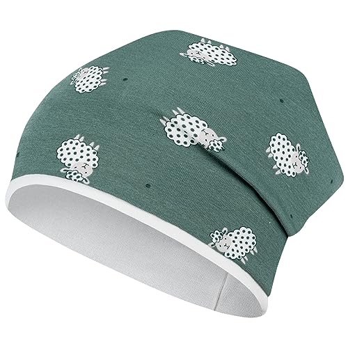 Smarilla Mädchen Mütze Beanie Übergang Stoff Baumwolle doppellagig, Größe: 50-52, Farbe: Schaf-Grün von Smarilla