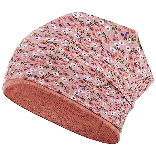 Smarilla Mädchen Mütze Übergangsmütze Beanie Blumen Frühling Herbst Baumwolle, Bekleidungsgröße: 50-52, Farbe: Braun-Rost von Smarilla