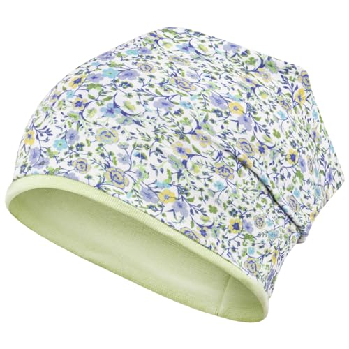 Smarilla Mädchen Mütze Übergangsmütze Beanie Blumen Frühling Herbst Baumwolle, Bekleidungsgröße: 50-52, Farbe: Grün-Mintgrün von Smarilla