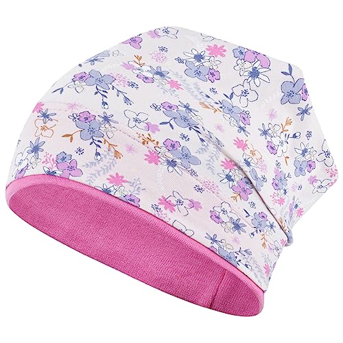 Smarilla Mädchen Mütze Übergangsmütze Beanie Blumen Frühling Herbst Baumwolle, Bekleidungsgröße: 50-52, Farbe: Hellrosa-Rosa von Smarilla