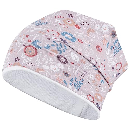 Smarilla Mädchen Mütze Übergangsmütze Beanie Blumen Frühling Herbst Baumwolle, Bekleidungsgröße: 54-56, Farbe: Beige-Creme von Smarilla
