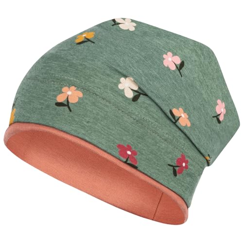 Smarilla Mädchen Mütze Übergangsmütze Beanie Blumen Frühling Herbst Baumwolle, Größe: 54-56, Farbe: Grün-Rost von Smarilla