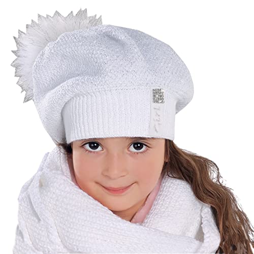 Smarilla Mädchen Winter Mütze Schlauchschal Loop Set Bommel Strick Glitzer von Smarilla