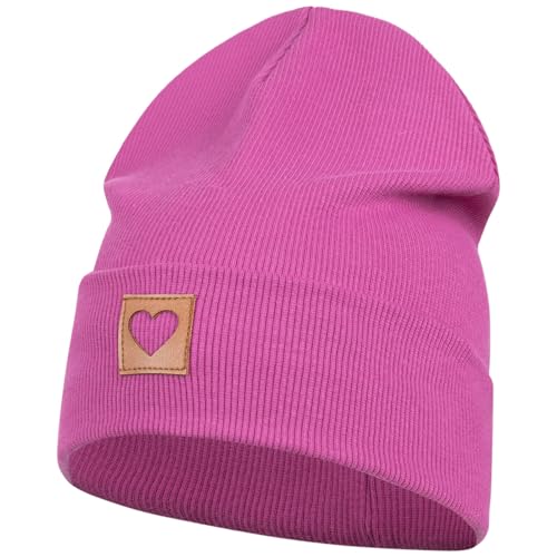Smarilla Mütze Beanie Mädchen Damen Kinder Übergangsmütze gerippt, Größe: 46-48, Farbe: Fuchsia von Smarilla