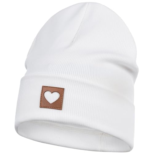 Smarilla Mütze Beanie Mädchen Damen Kinder Übergangsmütze gerippt, Größe: 50-52, Farbe: Milchweiß von Smarilla