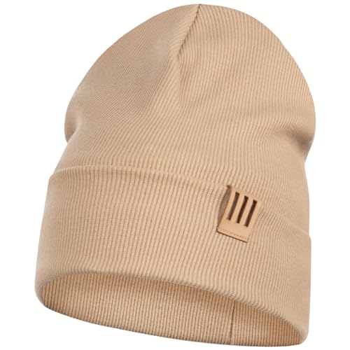 Smarilla Mütze Junge Kinder Beanie Herren gerippt, Größe: 54-56, Farbe: Beige von Smarilla