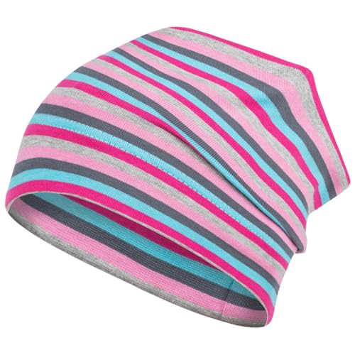 Smarilla Mütze gestreift Übergangsmütze Beanie Junge Mädchen Stoffmütze, Bekleidungsgröße: 50-52, Farbe: Türkis-Pink von Smarilla