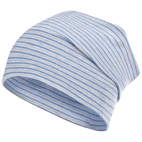 Smarilla Mütze gestreift Übergangsmütze Beanie Junge Mädchen Stoffmütze, Bekleidungsgröße: 54-56, Farbe: Blau-Grau von Smarilla