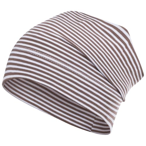 Smarilla Mütze gestreift Übergangsmütze Beanie Junge Mädchen Stoffmütze, Bekleidungsgröße: 54-56, Farbe: Braun-Weiß von Smarilla