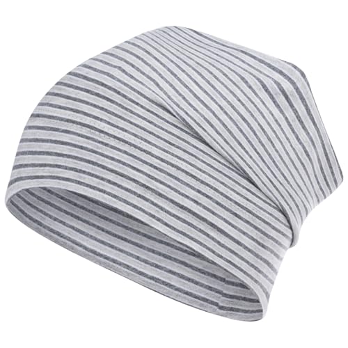 Smarilla Mütze gestreift Übergangsmütze Beanie Junge Mädchen Stoffmütze, Bekleidungsgröße: 54-56, Farbe: Graphitgrau-Grau von Smarilla