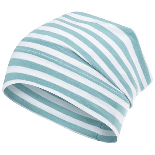 Smarilla Mütze gestreift Übergangsmütze Beanie Junge Mädchen Stoffmütze, Bekleidungsgröße: 54-56, Farbe: Mintgrün-Weiß von Smarilla