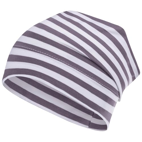 Smarilla Mütze gestreift Übergangsmütze Beanie Junge Mädchen Stoffmütze, Bekleidungsgröße: 54-56, Farbe: Graphitgrau-Weiß von Smarilla
