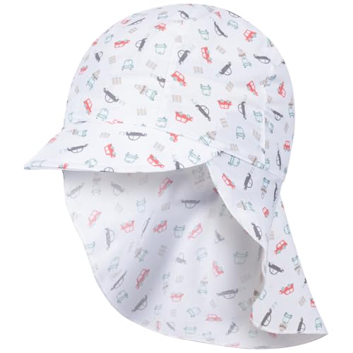 Smarilla Schirmmütze Babymütze Junge mit Nackenschutz Sommer, Bekleidungsgröße: 48-50, Farbe: Weiß-Auto von Smarilla