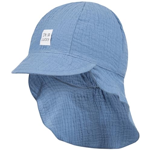 Smarilla Schirmmütze Babymütze Junge mit Nackenschutz Sommer Musselin, Bekleidungsgröße: 50-52, Farbe: Blau von Smarilla