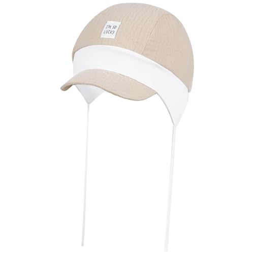 Smarilla Schirmmütze Bindemütze Sommermütze Baby Junge Musselin, Größe: 46-48, Farbe: Beige von Smarilla