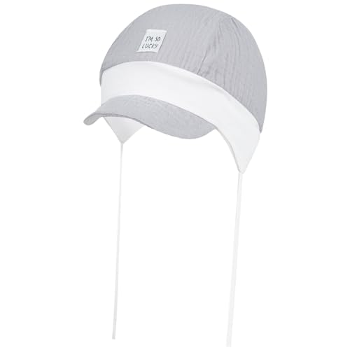 Smarilla Schirmmütze Bindemütze Sommermütze Baby Junge Musselin, Größe: 50-52, Farbe: Grau von Smarilla