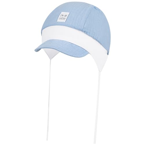 Smarilla Schirmmütze Bindemütze Sommermütze Baby Junge Musselin, Größe: 50-52, Farbe: Hellblau von Smarilla