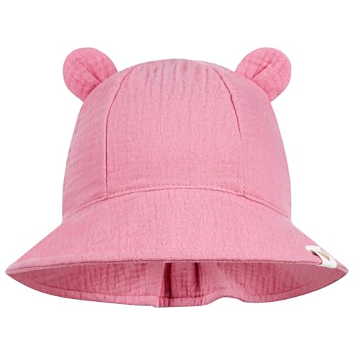 Smarilla Sommerhut Sommermütze Kinderhut Fischerhut Junge Mädchen Babymütze Musselin, Größe: 50-52, Farbe: Altrosa von Smarilla