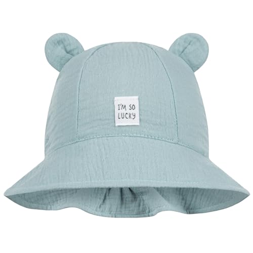 Smarilla Sommerhut Sommermütze Kinderhut Fischerhut Junge Mädchen Babymütze Musselin, Größe: 50-52, Farbe: Mintgrün von Smarilla