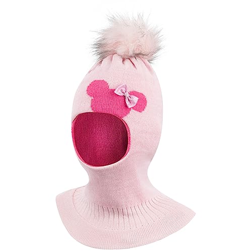 Smarilla Wintermütze Schalmütze Strickmütze Schlupfmütze warme Mädchenmütze Bommelmütze, Farbe: Hellrosa-Pink, Größe: 50-52 von Smarilla