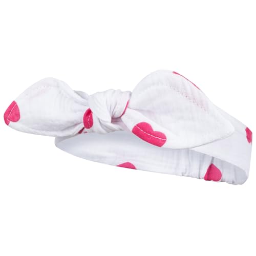 Stirnband Kopftuch Sommermütze Babymütze Mädchenmütze Musselin, Farbe: Weiß-Pink, Größe: 38-40 von Smarilla
