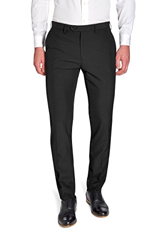 Smart Classic Herren Formal Plain Fron Business BŸro Suti Hose [Slim/Skinney/Regular Fit] [3 Farben] Gr. 42S DE [32W x 29L, Schwarz von Smart Classic