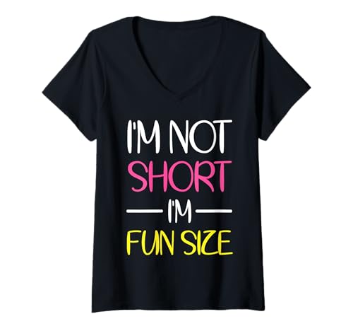Damen T-Shirt mit Aufschrift "I'm Not Short I'm Fun" T-Shirt mit V-Ausschnitt Damen T-Shirt mit Aufschrift "I'm Not Short I'm Fun" T-Shirt mit V-Ausschnitt von Smart I'm Not Short I'm Fun Size Tees