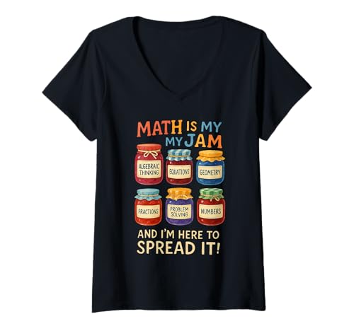 Damen Mathe ist Mein Ding und ich Bin Hier, um es zu verbreiten Lustiger Lehrer T-Shirt mit V-Ausschnitt von Smart Jams For Math Class Vibes