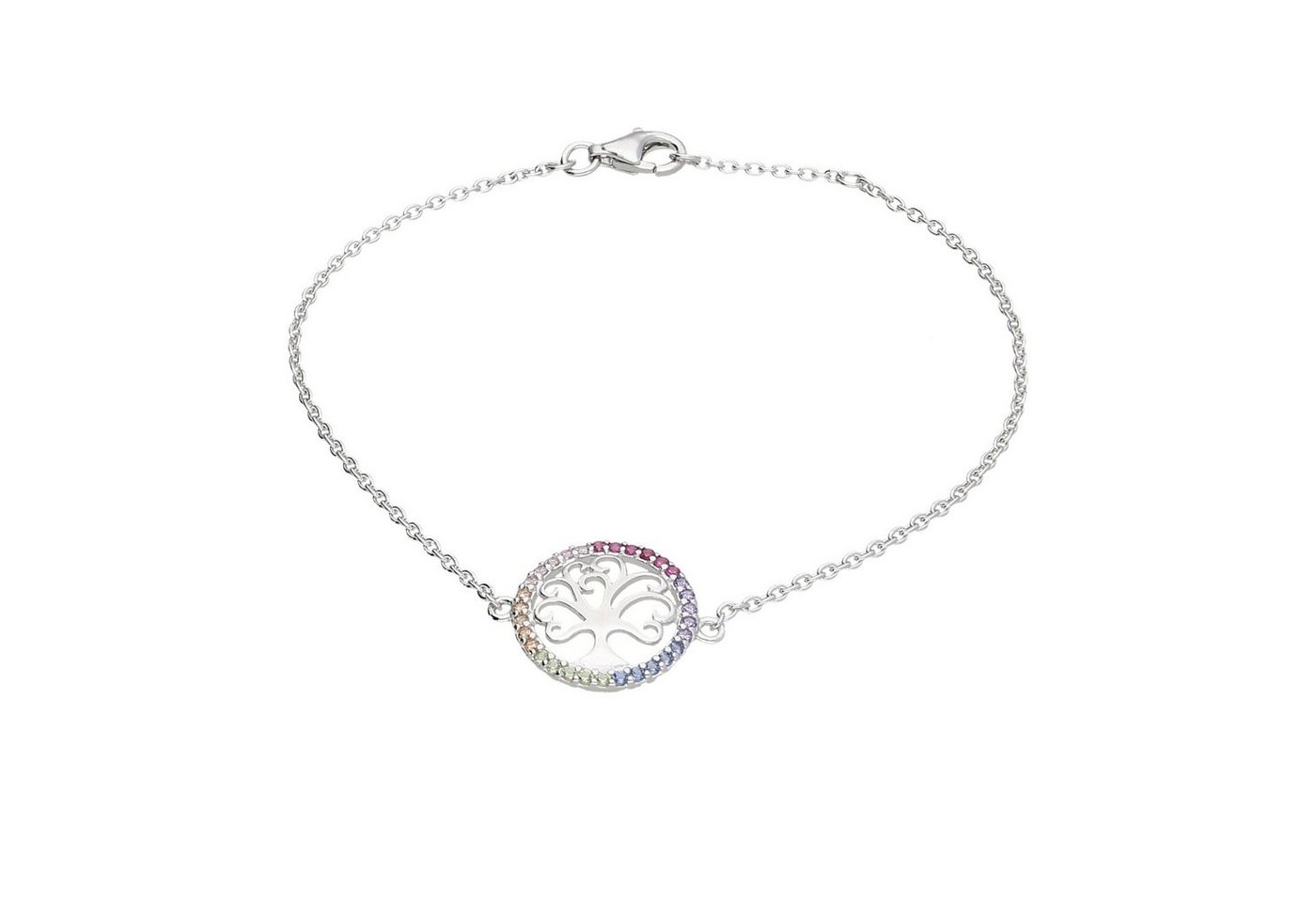 Smart Jewel Armband Lebensbaum regenbogenfarben, Silber 925 von Smart Jewel