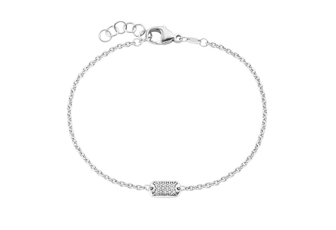 Smart Jewel Armband Mittelteil rechteckig mit Zirkonia, Silber 925 von Smart Jewel