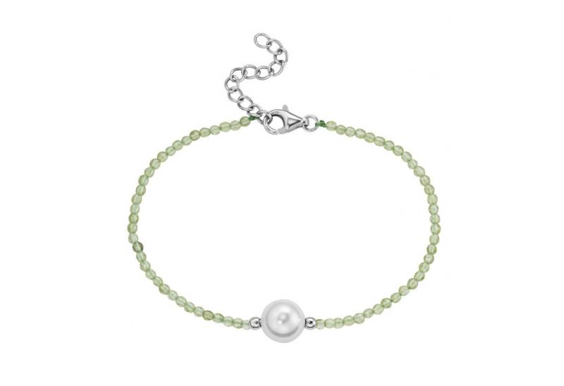 Smart Jewel Armband mit Edelstein-Kugeln + Muschelkern-Perle, Silber 925 von Smart Jewel