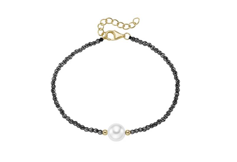 Smart Jewel Armband mit Hämatit-Kugeln + Muschelkern-Perle, Silber 925 von Smart Jewel