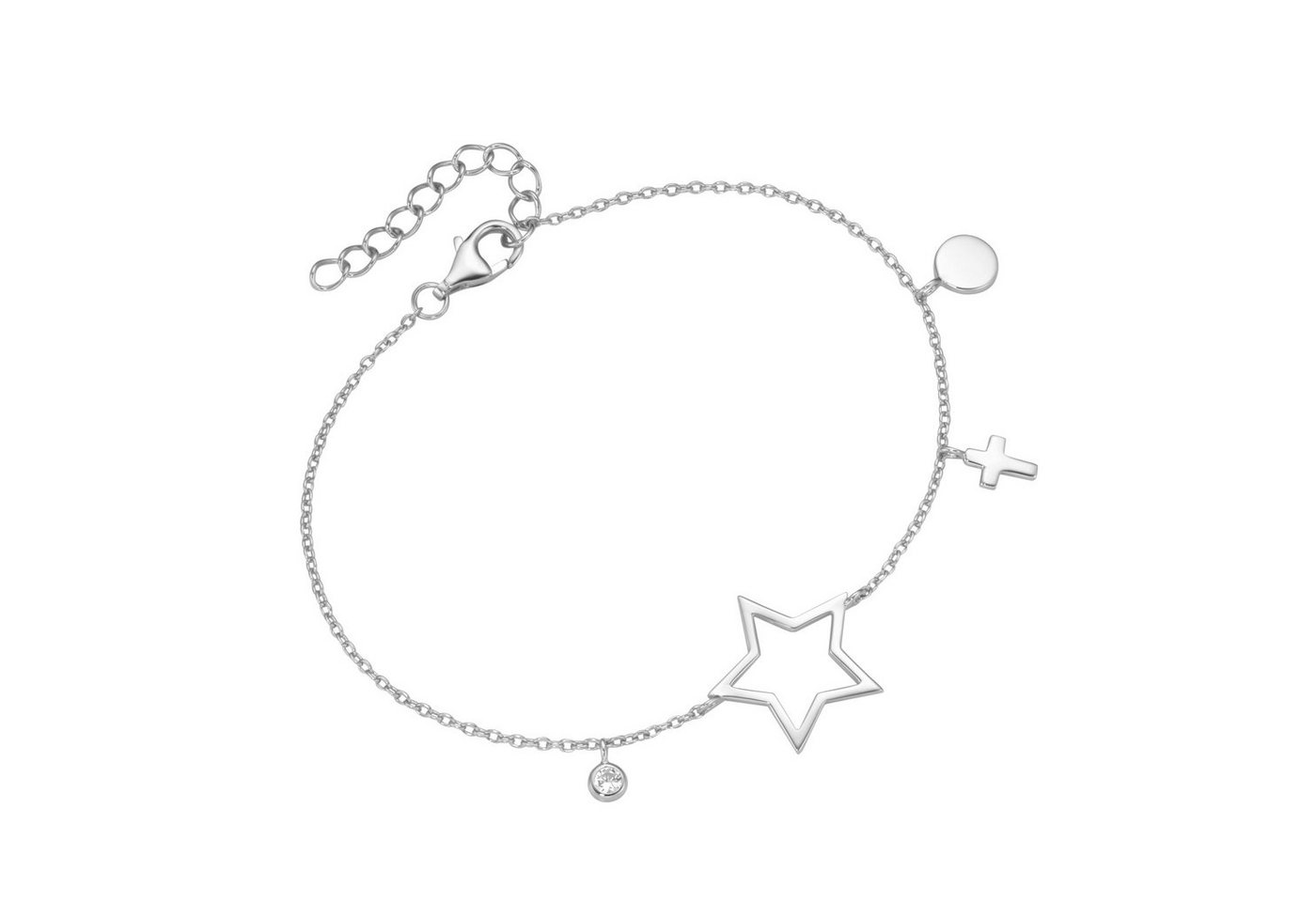 Smart Jewel Armband mit Stern, Kreuz, Plättchen, Zirkonia, Silber 925 von Smart Jewel