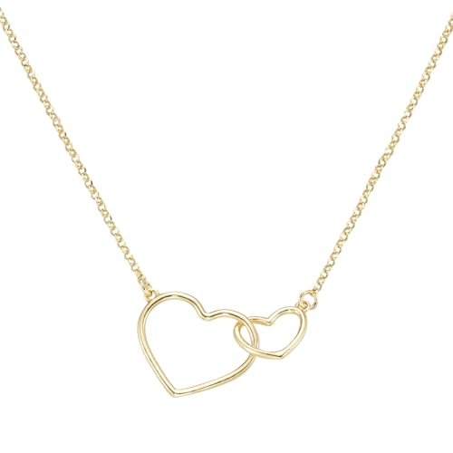 Smart Jewel Collier Mit Herzen, Silber 925 Gold, 45 Cm 925 Sterling Silber von Smart Jewel