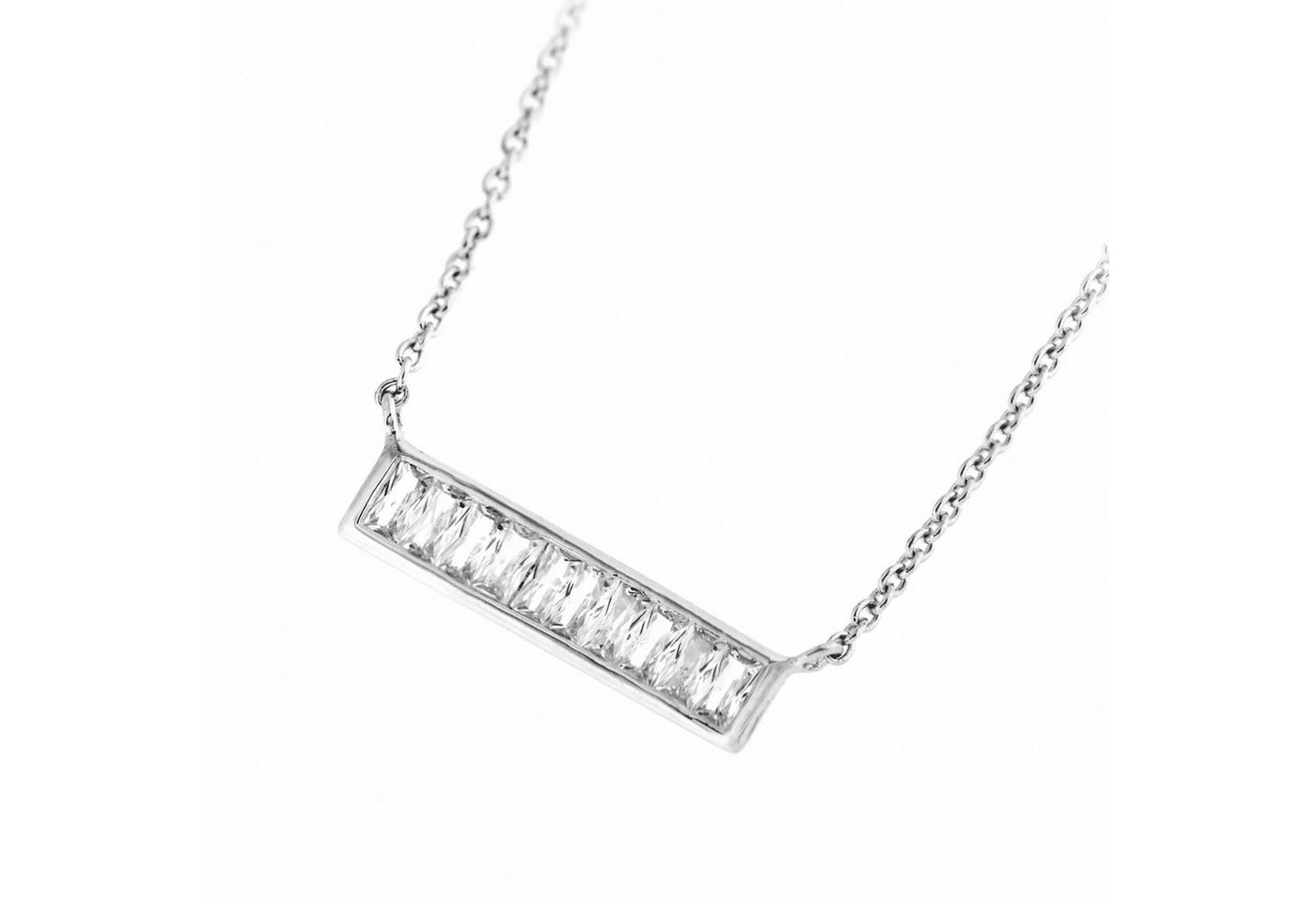 Smart Jewel Collier Mittelteil gerade, mit weißen Zirkonia Steinen, Silber 925 von Smart Jewel