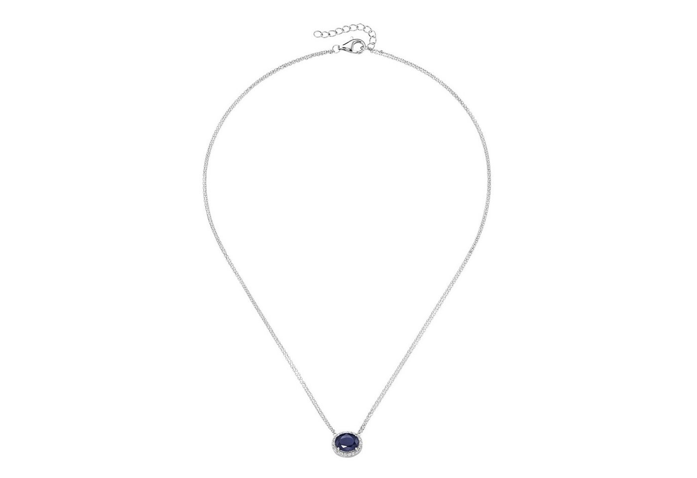 Smart Jewel Collier mit Zirkonia und blauem Kristallstein, Silber 925 von Smart Jewel