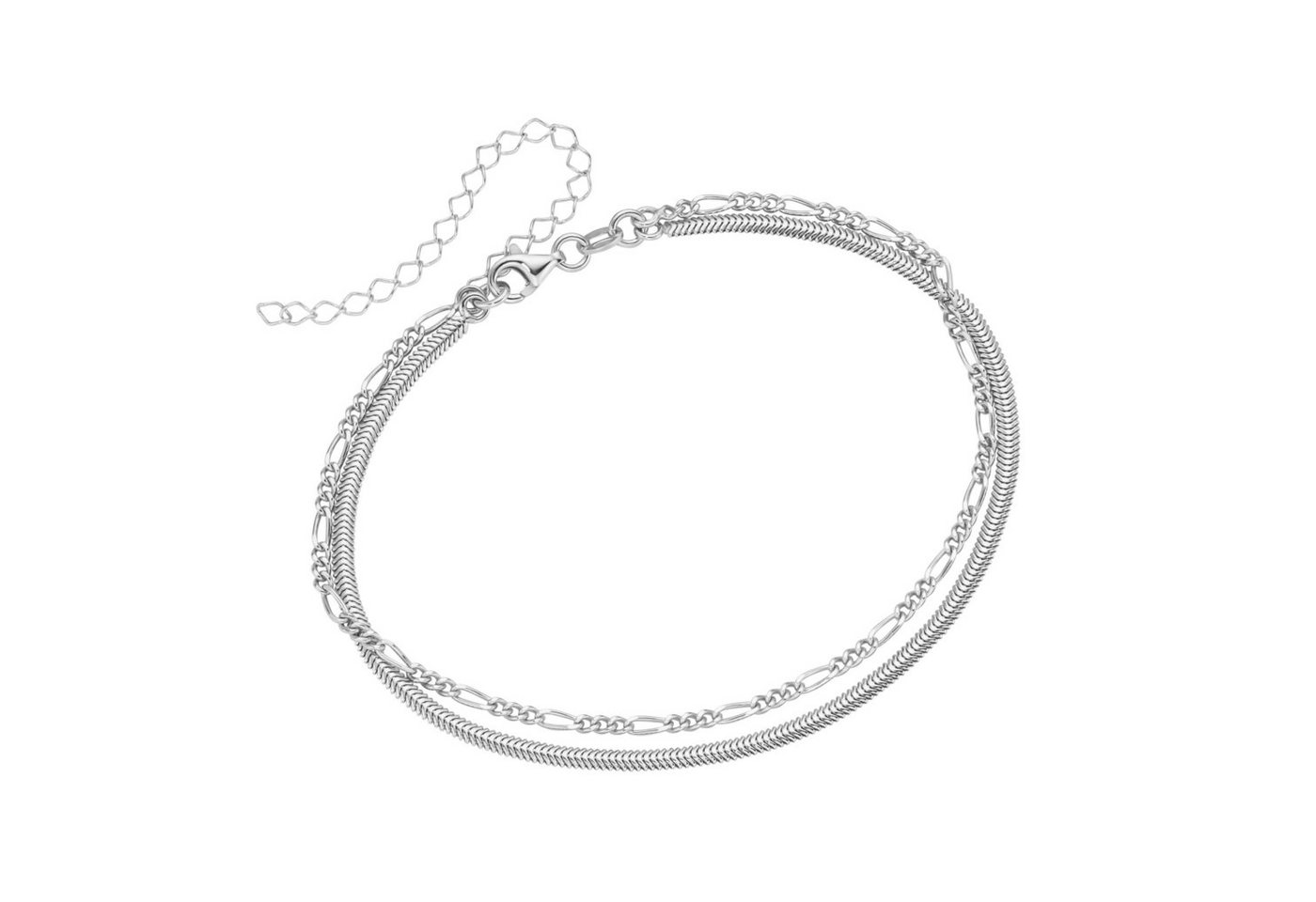 Smart Jewel Fußkette Figarokette, Schlangenkette flach, Silber 925 von Smart Jewel