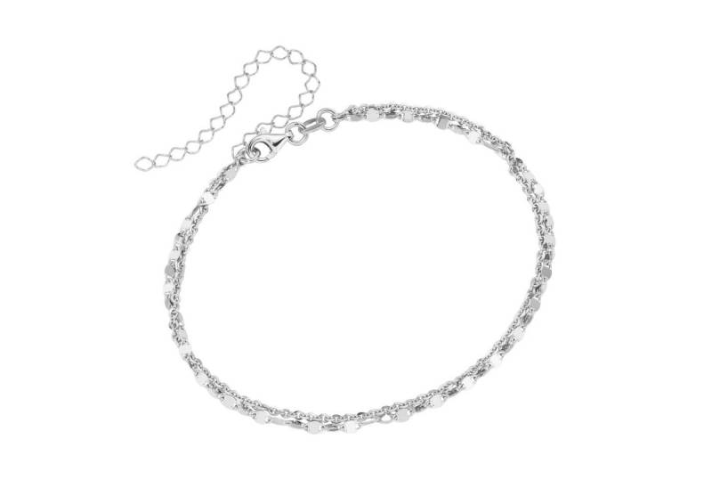 Smart Jewel Fußkette zweireihig, ovale Plättchen, Ankerkette, Silber 925 von Smart Jewel