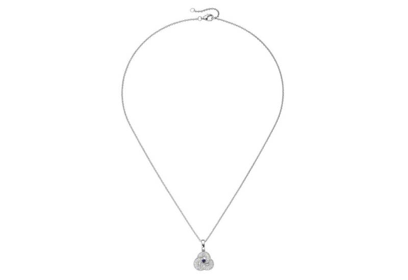 Smart Jewel Kette mit Anhänger Anhänger mit Zirkonia und blauem Kristallstein, Silber 925 von Smart Jewel