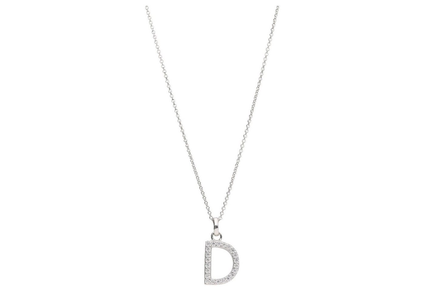 Smart Jewel Kette mit Anhänger Buchstabe D mit Zirkonia Steine, Silber 925 von Smart Jewel