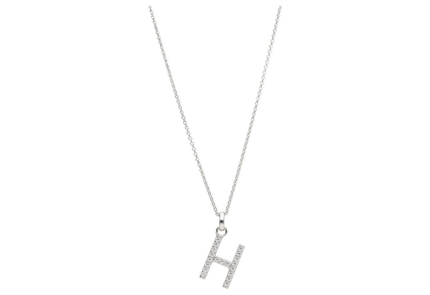 Smart Jewel Kette mit Anhänger Buchstabe H mit Zirkonia Steine, Silber 925 von Smart Jewel