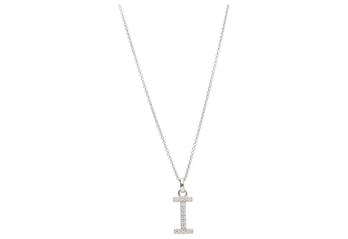 Smart Jewel Kette mit Anhänger Buchstabe I mit Zirkonia Steine, Silber 925 von Smart Jewel