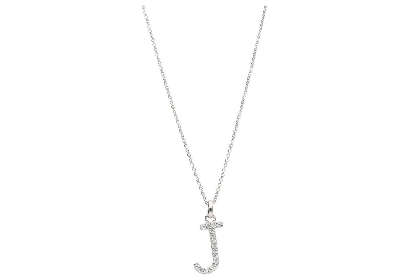 Smart Jewel Kette mit Anhänger Buchstabe J mit Zirkonia Steine, Silber 925 von Smart Jewel