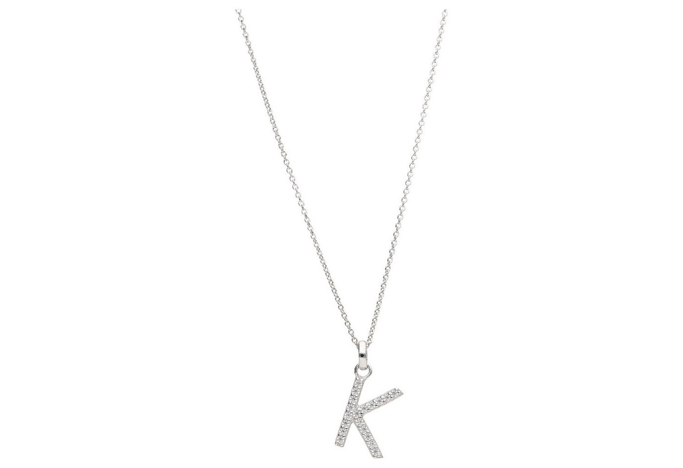 Smart Jewel Kette mit Anhänger Buchstabe K mit Zirkonia Steine, Silber 925 von Smart Jewel