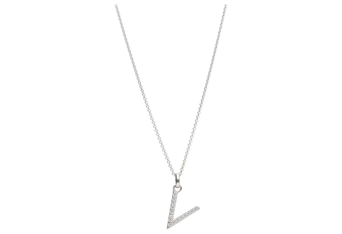 Smart Jewel Kette mit Anhänger Buchstabe V mit Zirkonia Steine, Silber 925 von Smart Jewel