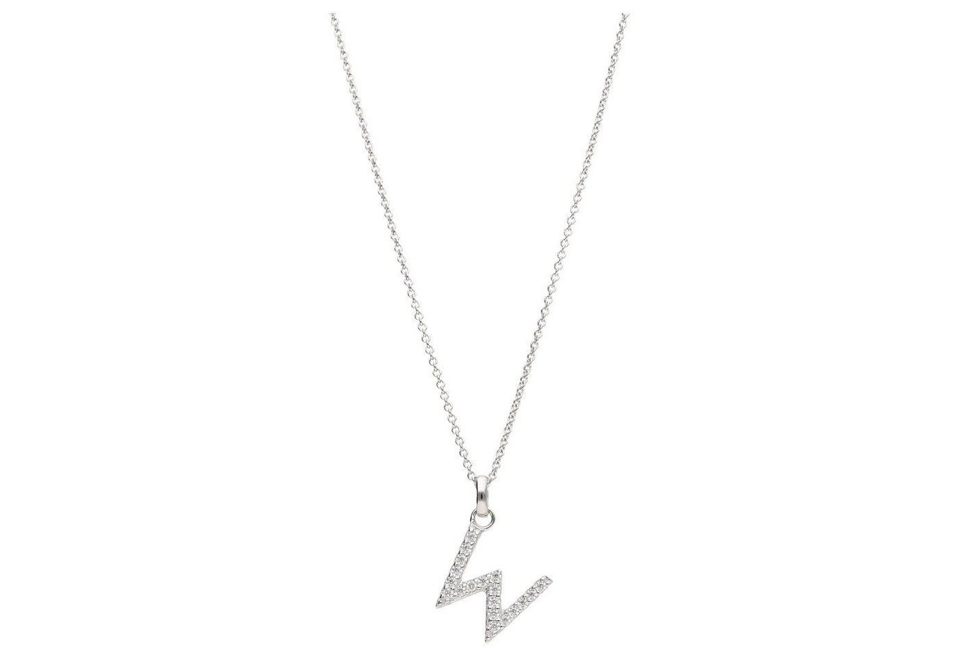 Smart Jewel Kette mit Anhänger Buchstabe W mit Zirkonia Steine, Silber 925 von Smart Jewel