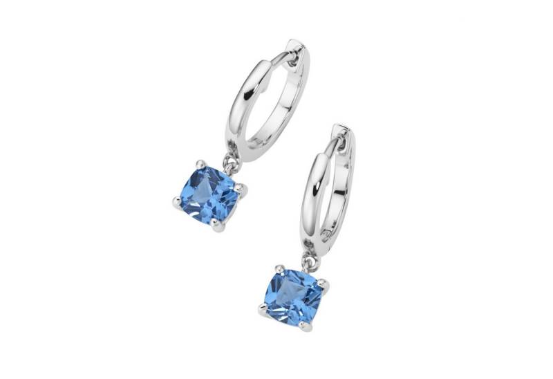 Smart Jewel Paar Creolen mit farbigen Ziersteinen, Silber 925 von Smart Jewel