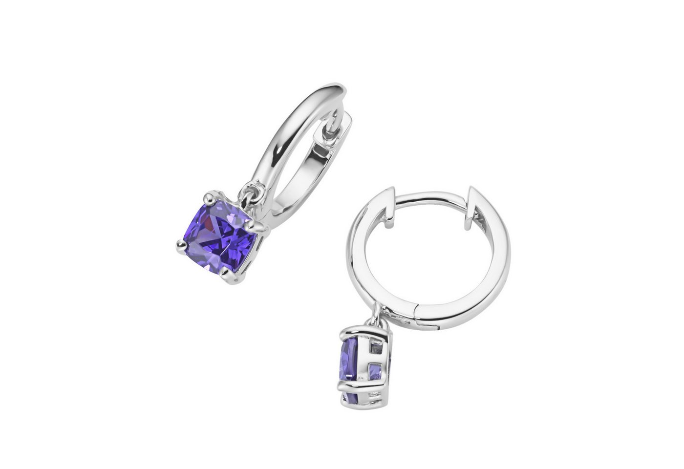 Smart Jewel Paar Creolen mit farbigen Ziersteinen, Silber 925 von Smart Jewel