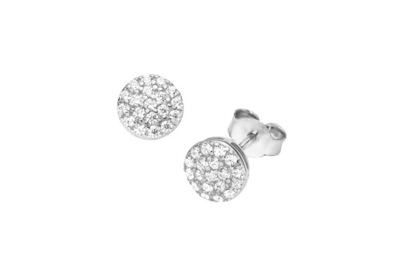 Smart Jewel Paar Ohrstecker rundes Plättchen mit Zirkonia Steinen, Silber 925 von Smart Jewel